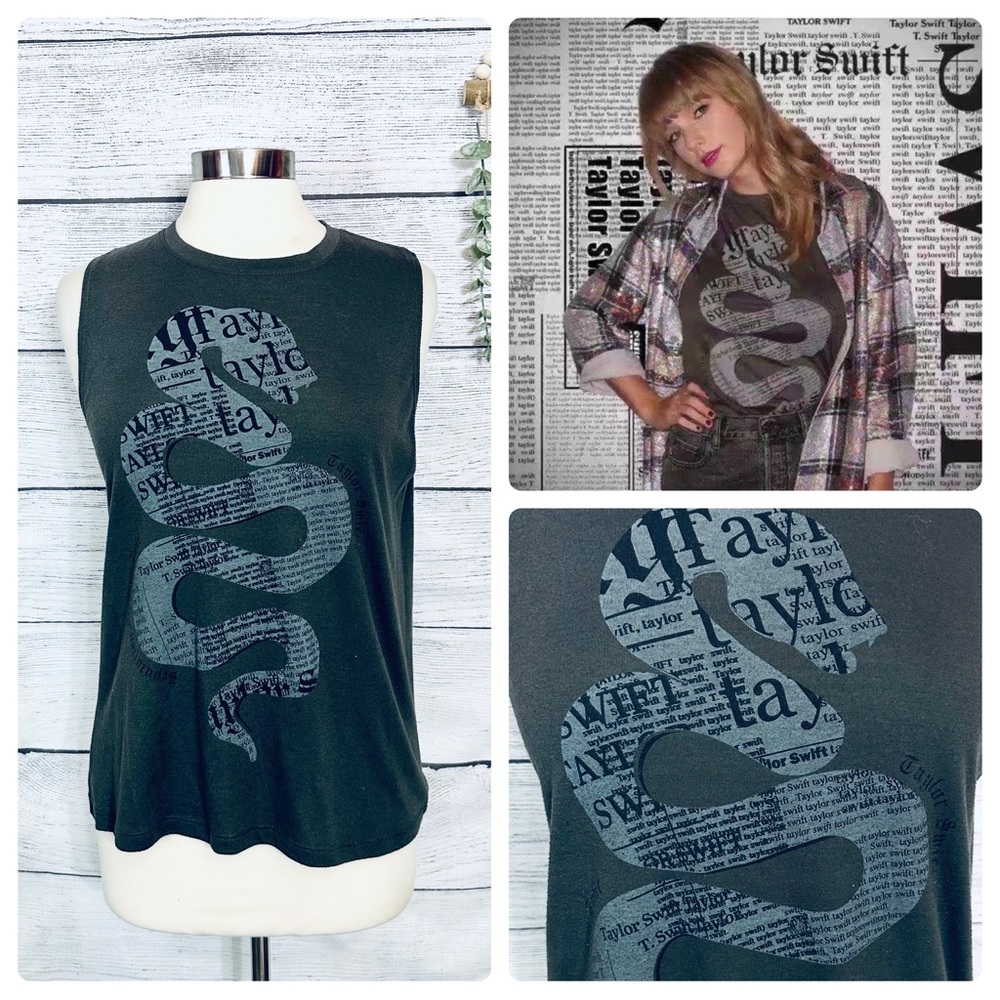 TAYLOR SWIFT Reputation Stadium Tour Tank Top Dark Gray Snake Swiftie 2018 Large